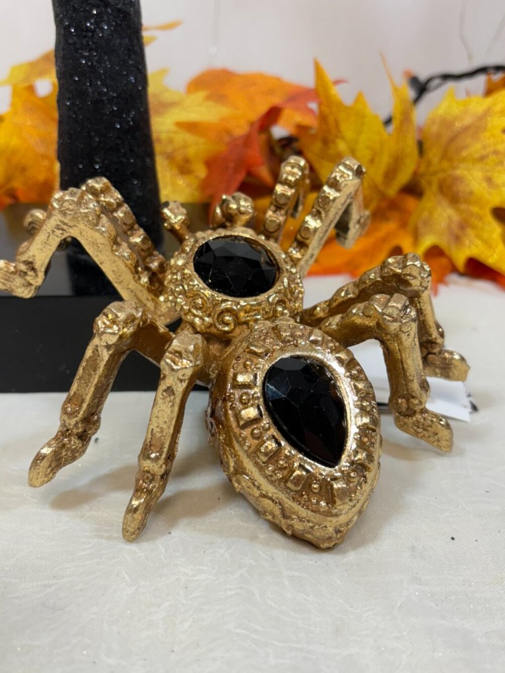 Tahari Home Halloween Spooky Creepy Chic Gold Jewel Spider Decor RARE